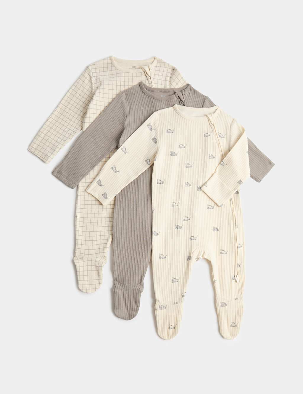 3 Pack Pure Cotton Dinosaur Sleepsuits (0-3 Months)