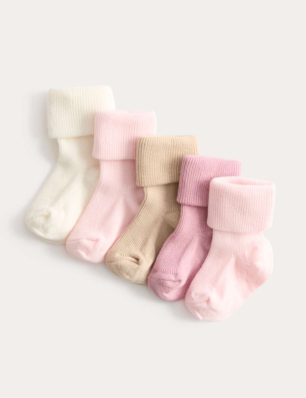 5 Pack Cotton Rich Ribbed Baby Socks (0-6)